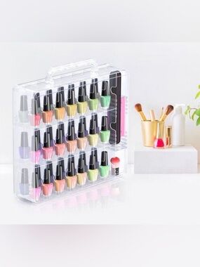 48 Bottle Nail Polish Organizer Case Clear Double-Sided Storage